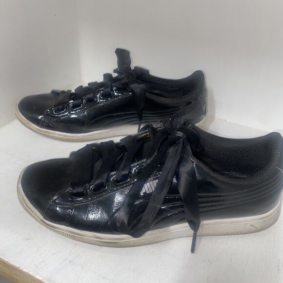 Puma Women’s Shoes Size 7.5 Shiny Patent Leather Casual Fashion Ribbon Laces - Picture 2 of 9